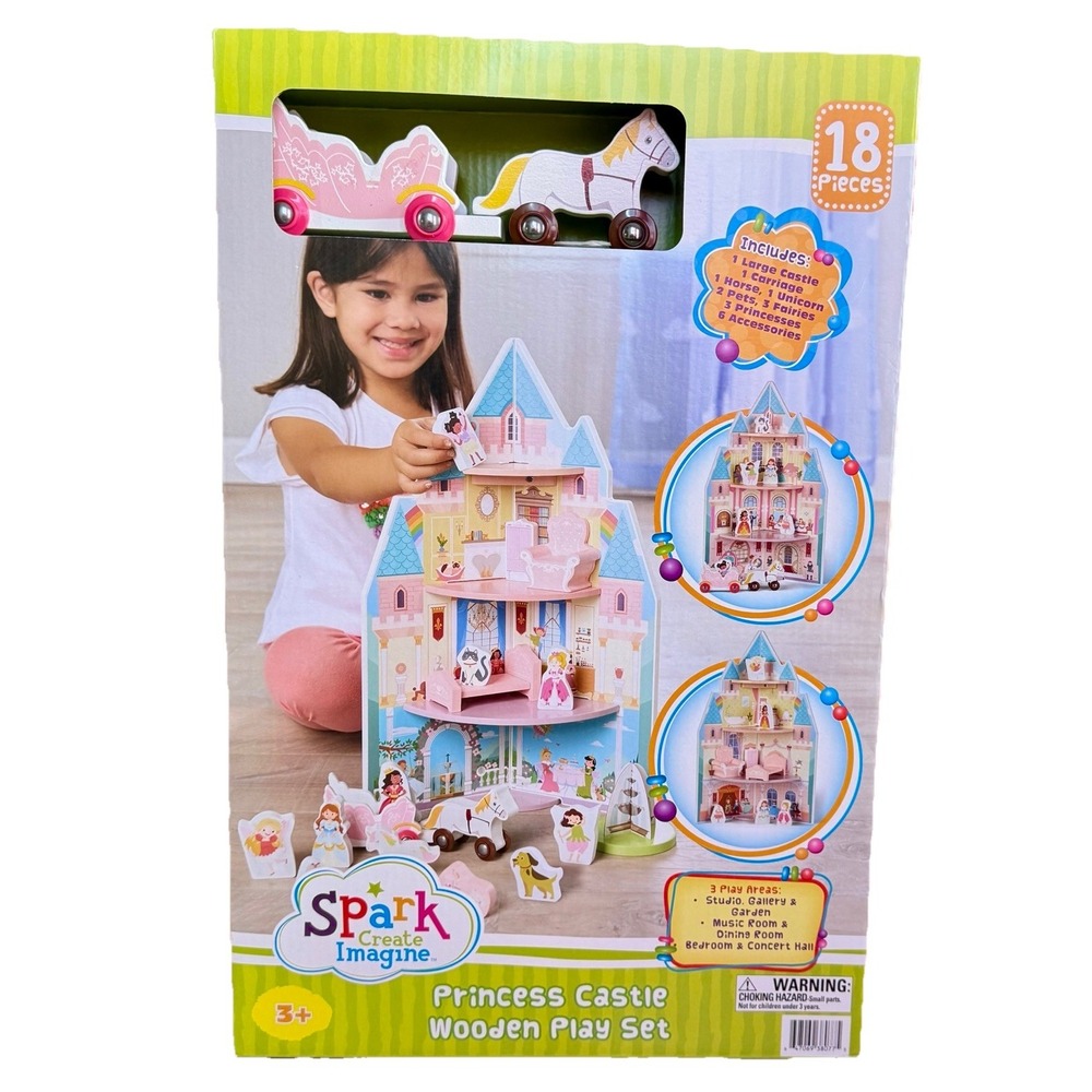 Spark Create Imagine princess Castle Wooden‎ Play Set Kids Toys  Gift